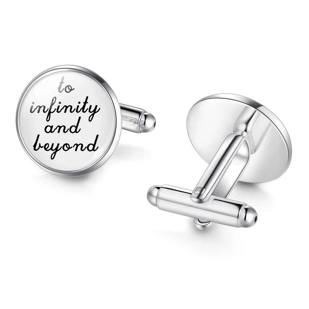 Yellow Chimes Cufflinks for Men Elegant Gift Infinity Love Message Stainless Steel Silver Cuff Links for Men and Boys.