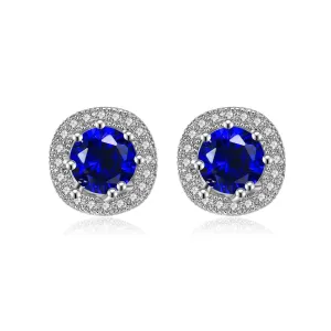 Yellow Chimes Elegant Latest Fashion Silver Plated Blue Crystal designer Stud Earrings for Women and Girls (Blue)