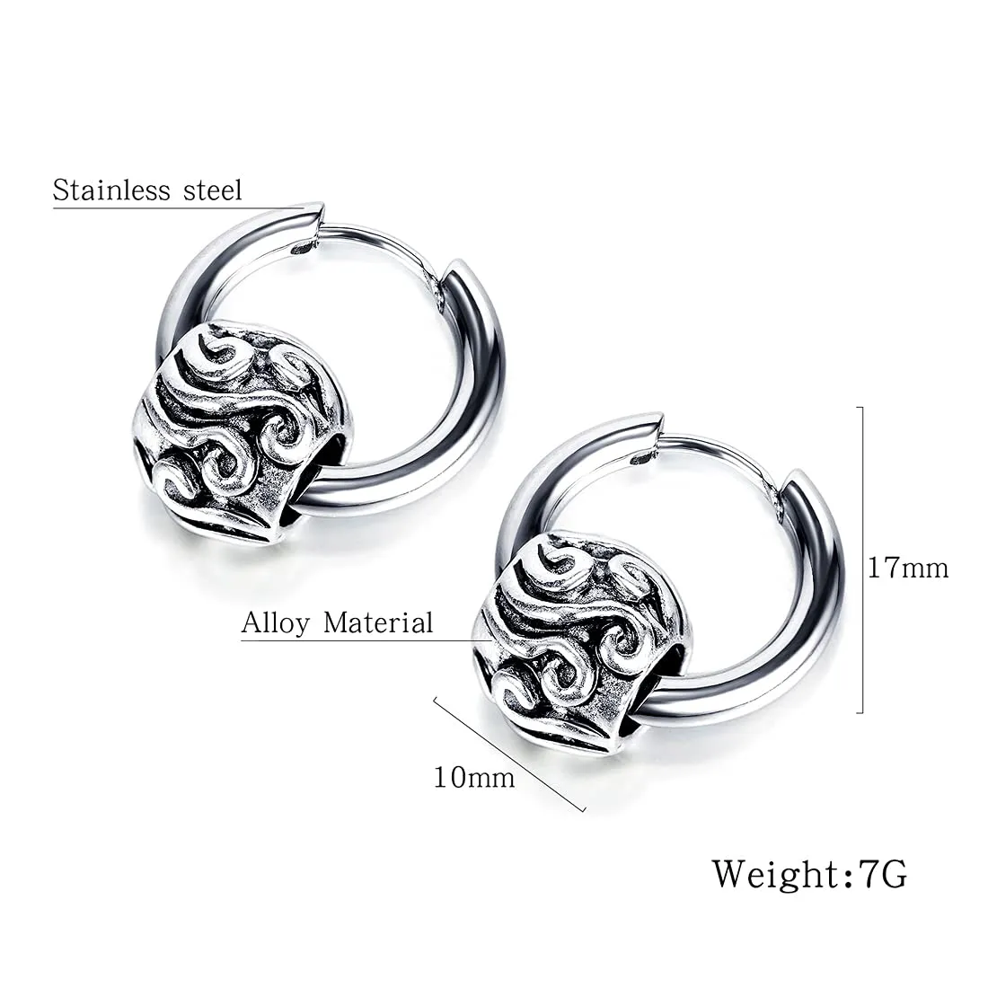 Yellow Chimes Elegant Latest Fashion Stainless Steel Silver Hoops Design Earrings for Men and Women, Medium (YCFJER-422DSHP-SL)