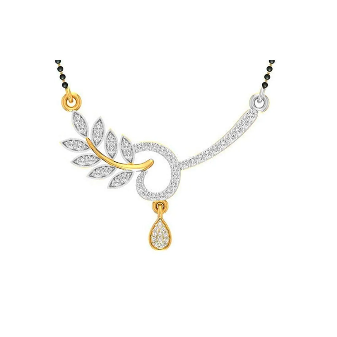 Yellow Chimes Exclusive Antique Crystal Peacocok Floral Design Latest Traditional Mangalsutra for Women