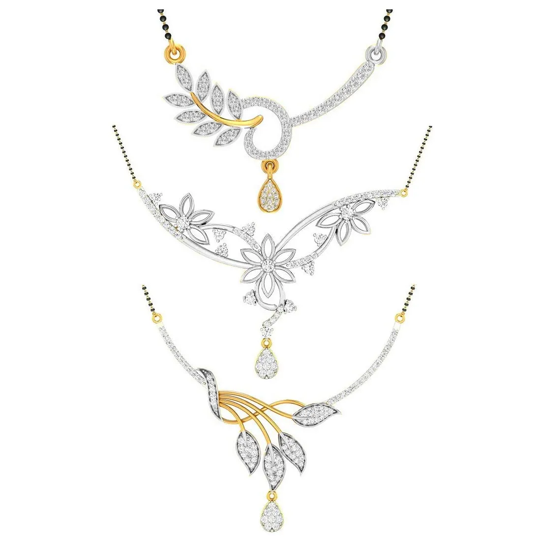 Yellow Chimes Exclusive Antique Crystal Peacocok Floral Design Latest Traditional Mangalsutra for Women