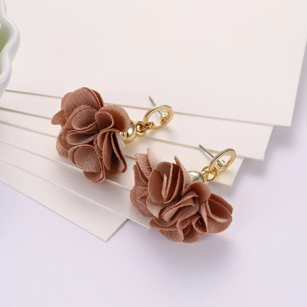 Yellow Chimes Fancy Rose Earrings for Girls and Women (Red-Peach)