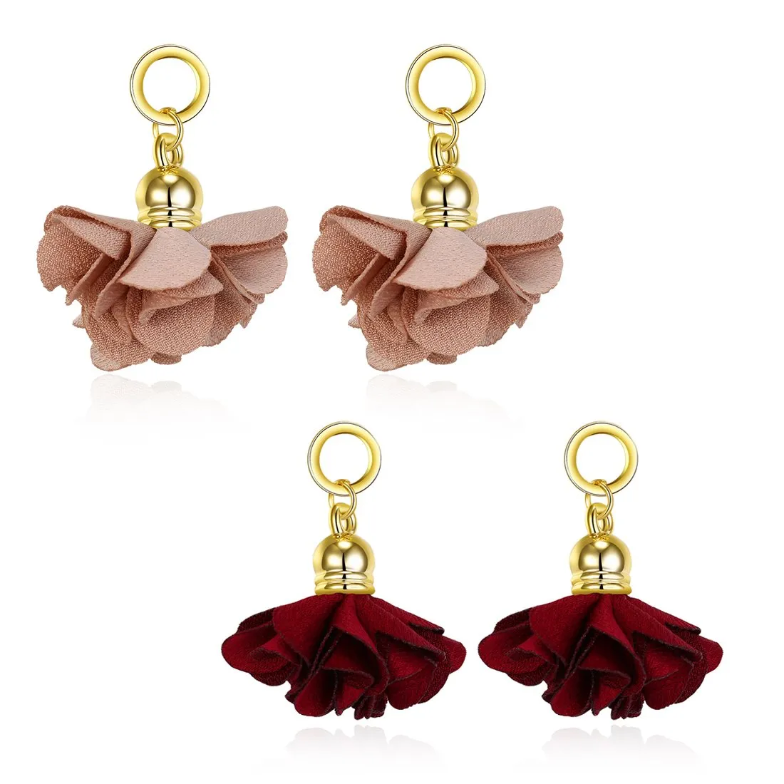 Yellow Chimes Fancy Rose Earrings for Girls and Women (Red-Peach)