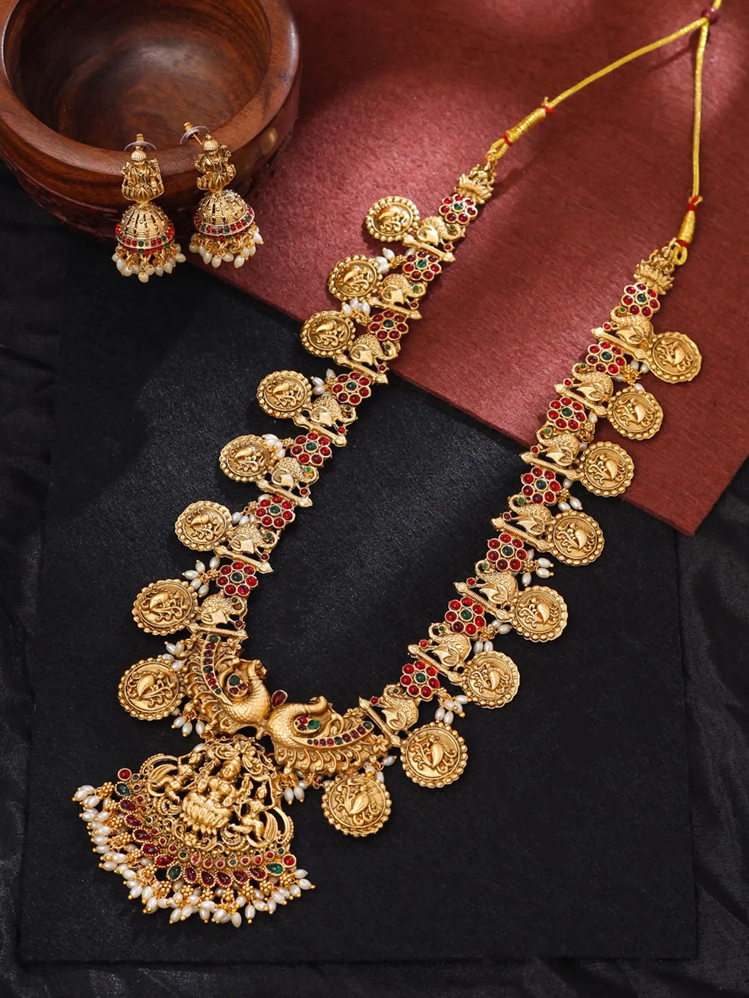 Yellow Chimes Jewellery Set For Women | Ethnic Gold Plated Long Necklace Set for Women | Traditional Temple Jewellery Sets For Girls | Birthday Gift for Girls & Women Anniversary Gift for Wife