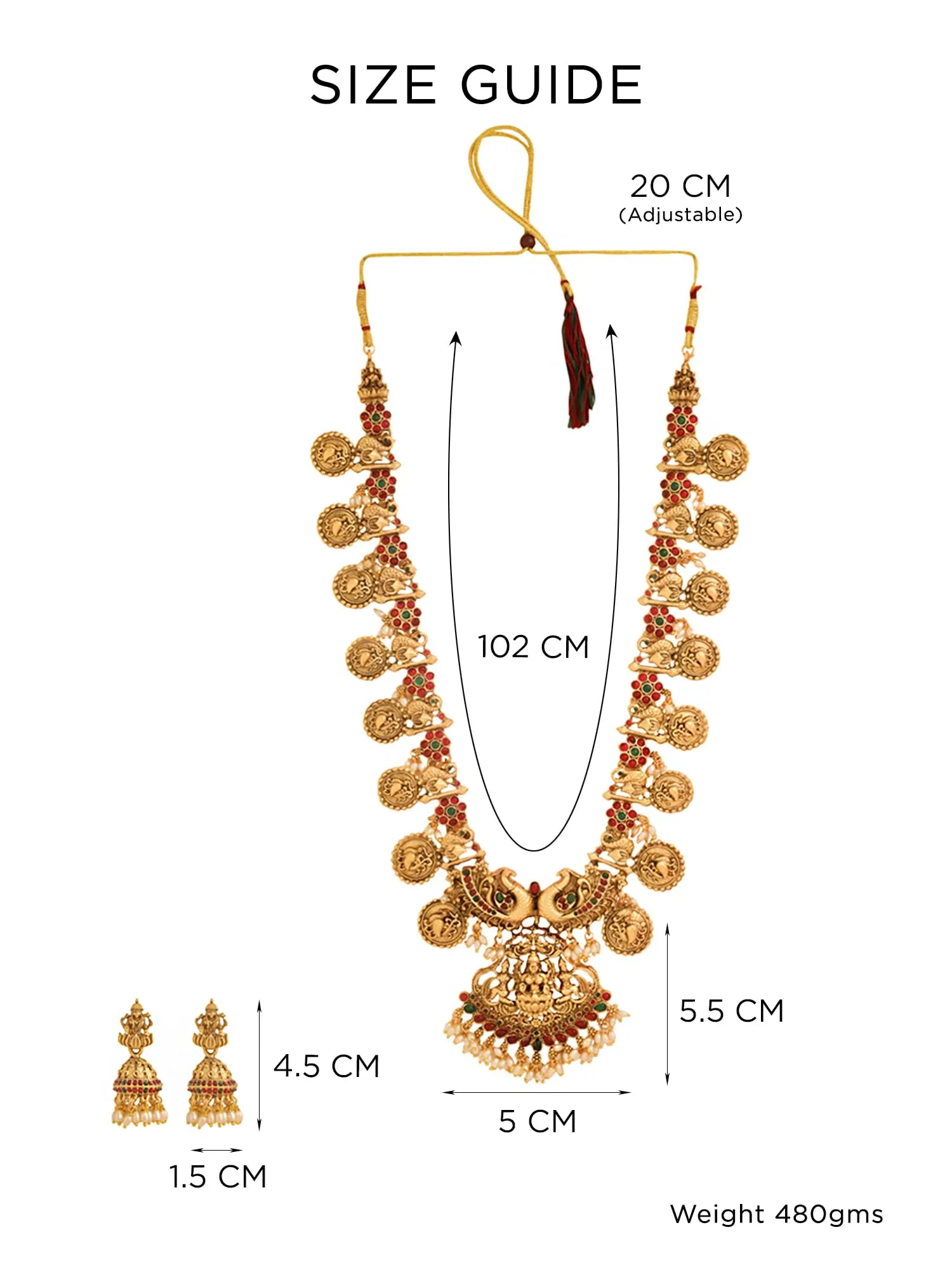 Yellow Chimes Jewellery Set For Women | Ethnic Gold Plated Long Necklace Set for Women | Traditional Temple Jewellery Sets For Girls | Birthday Gift for Girls & Women Anniversary Gift for Wife