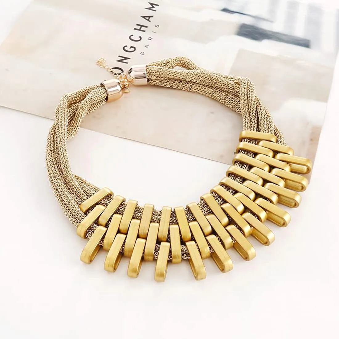 Yellow Chimes Latest Fashion Gold Plated Multilayer Thick Design Choker Necklace for Women and Girls, Medium